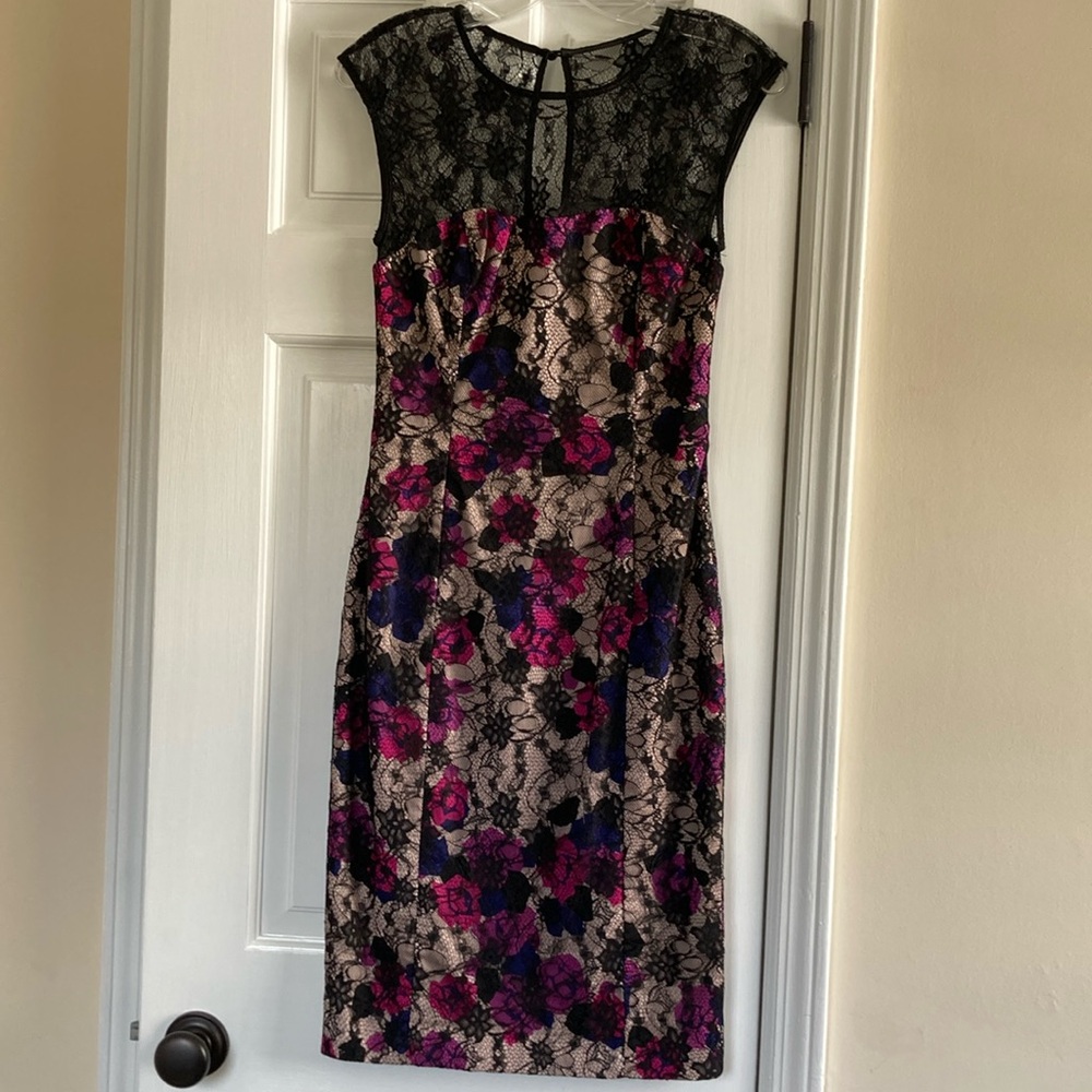 French Connection black lace & flower dress